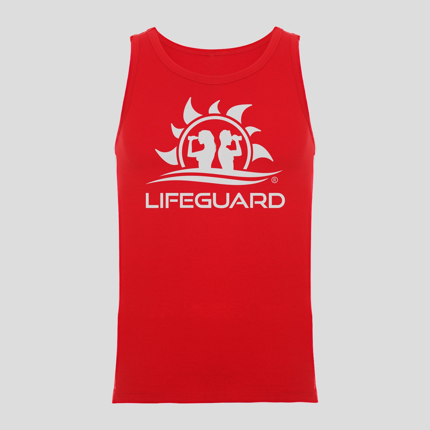Canotta canottiera smanicata per lavoro mare e piscina Bagnino di Salvataggio Assistente Bagnanti cotone rossa Lifeguard