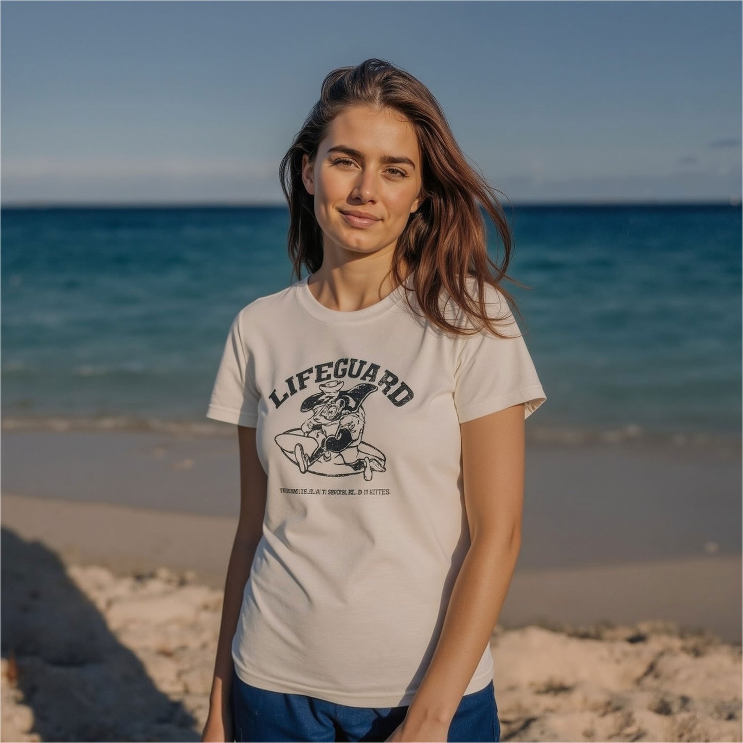 T-shirt Donna Lifeguard Panna – Cotone Elasticizzato, Stile Casual Sportivo