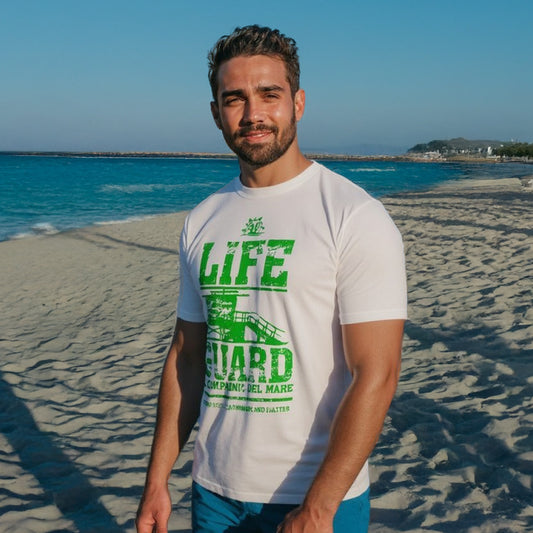 T-shirt Uomo Lifeguard Bianca – Cotone Elasticizzato per Tempo Libero e Lavoro