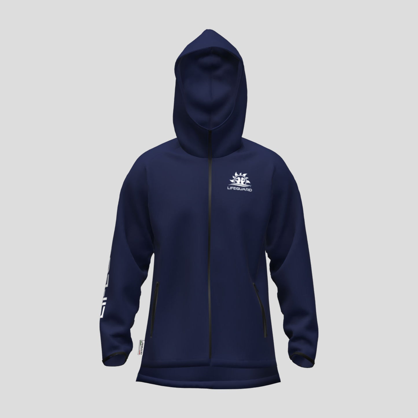 Felpa UNISEX fleece hoodie con zip e cappuccio, felpa per lo sport e il tempo libero per mare montagna outdoor felpa tecnica capo tattico Lifeguard