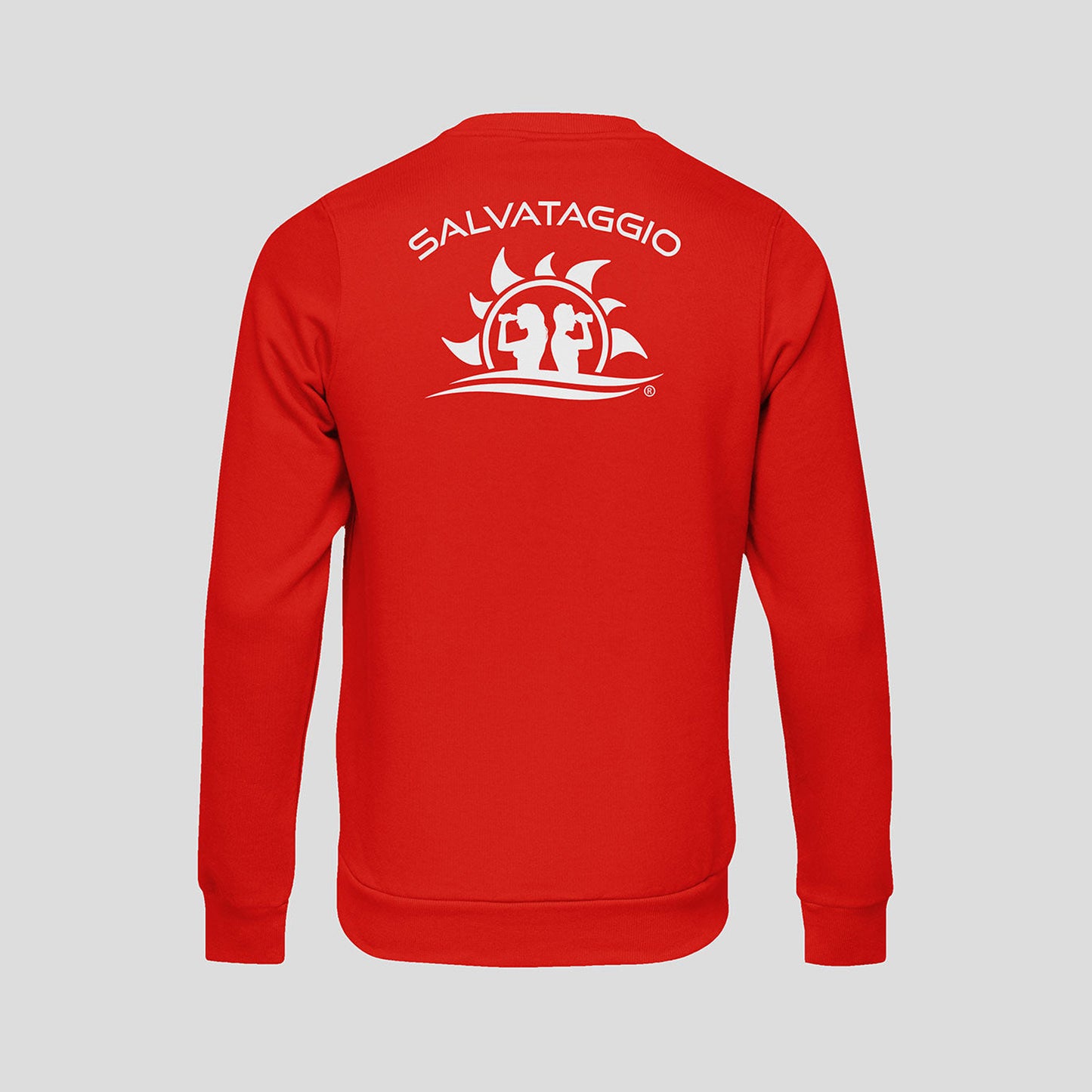 Felpa maglia hoodie senza cappuccio girocollo bagnino di salvataggio assistente bagnanti per lavoro sport e tempo libero rosso Lifeguard
