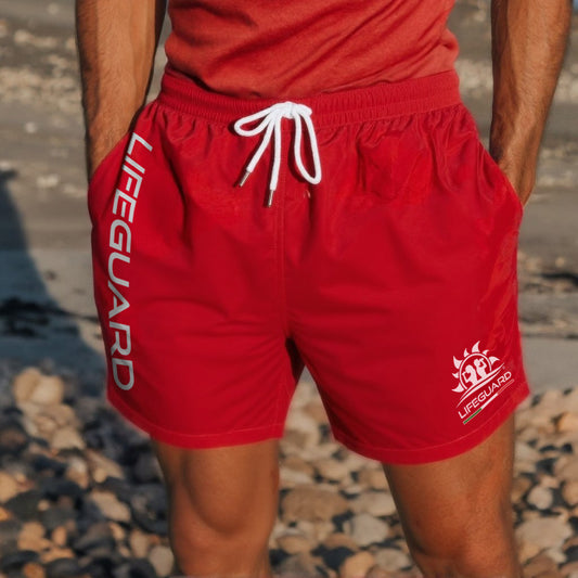Pantaloncino da Bagnino Rosso – Bermuda Lavoro per Salvataggio Mare e Piscina