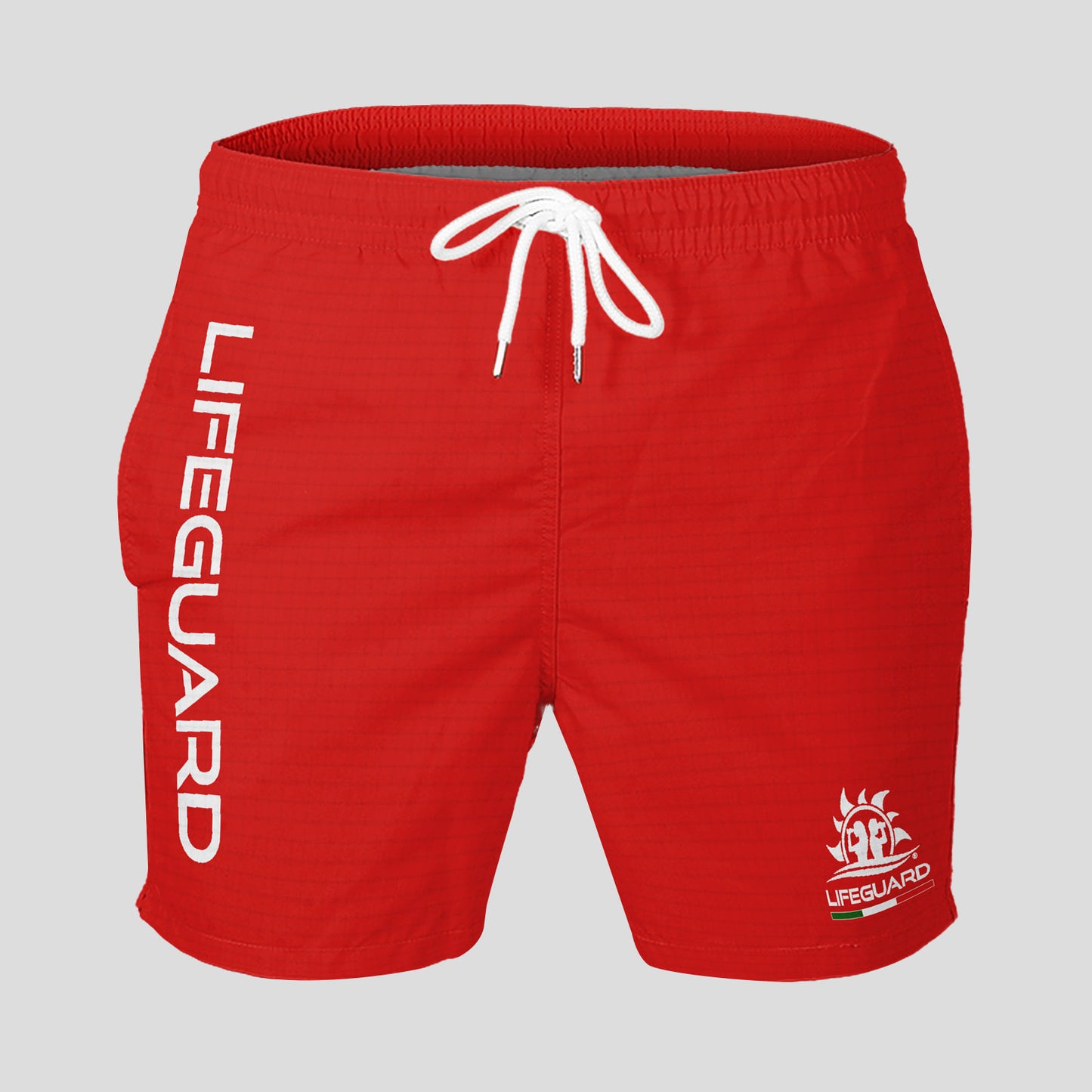 Pantaloncino short bermuda per bagnino di salvataggio e assistente bagnanti per lavoro mare e piscina Lifeguard COL. ROSSO