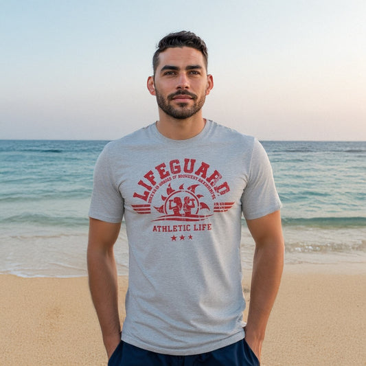 T-shirt Uomo Lifeguard Grigio Melange – Cotone Elastico per Sport e Lavoro