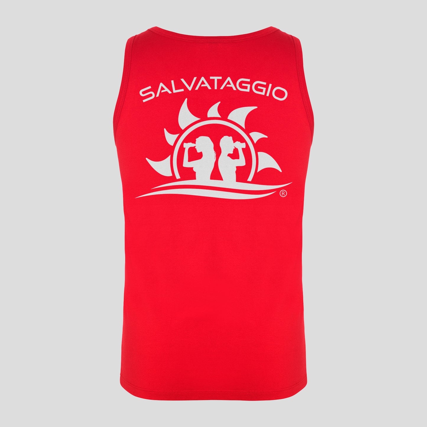 Canotta canottiera smanicata per lavoro mare e piscina Bagnino di Salvataggio Assistente Bagnanti cotone rossa Lifeguard