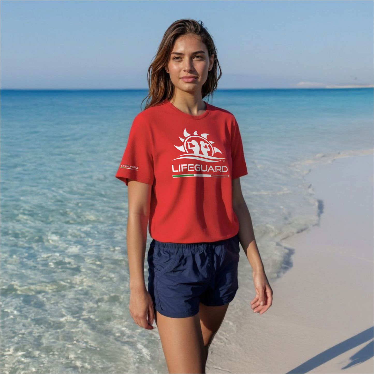 T.shirt maglietta maglia mezza manica UNISEX per lavoro bagnino di salvataggio e assistente bagnanti Lifeguard per mare piscina