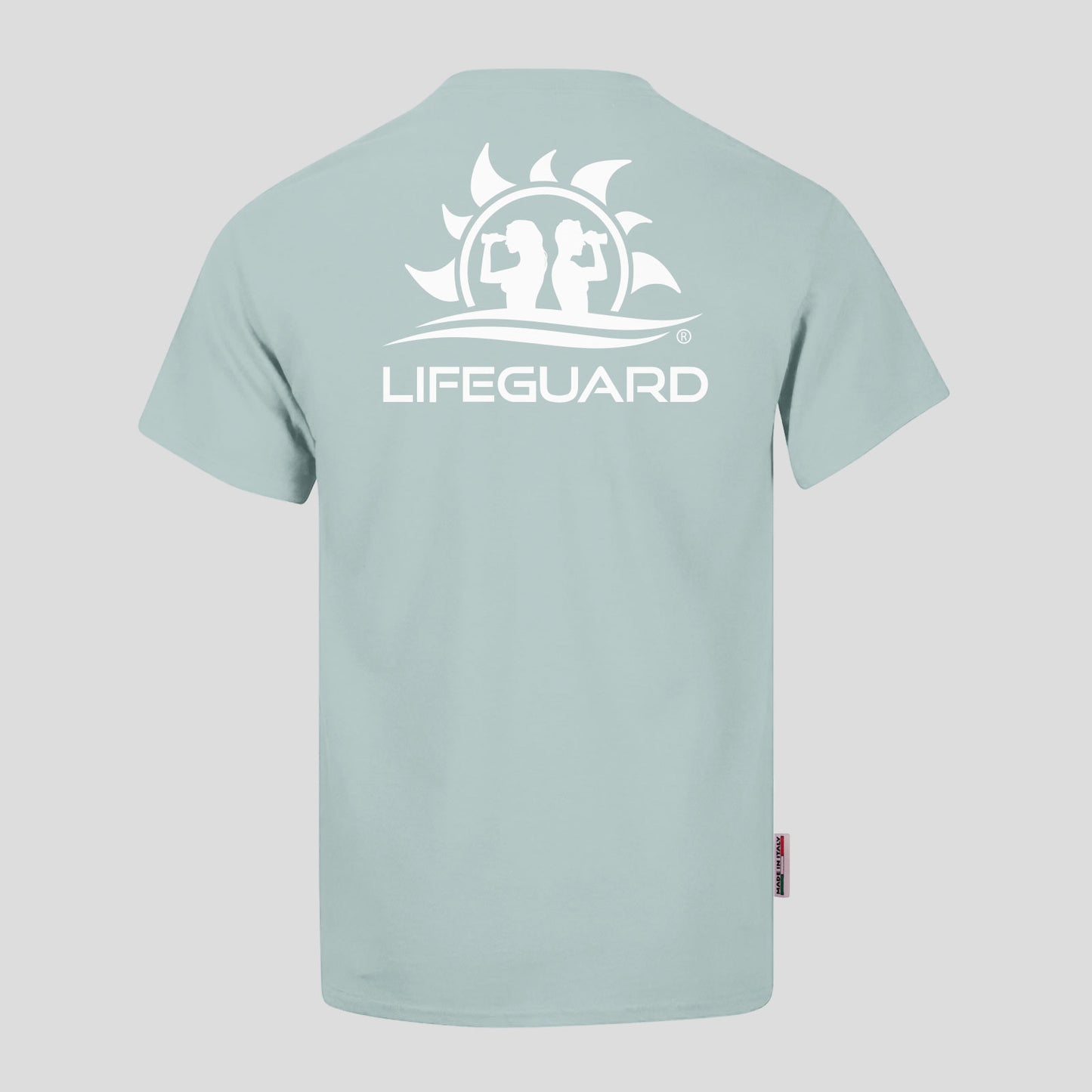 T-shirt Uomo in cotone elastico per sport, lavoro e tempo libero con stampa col. verde salvia