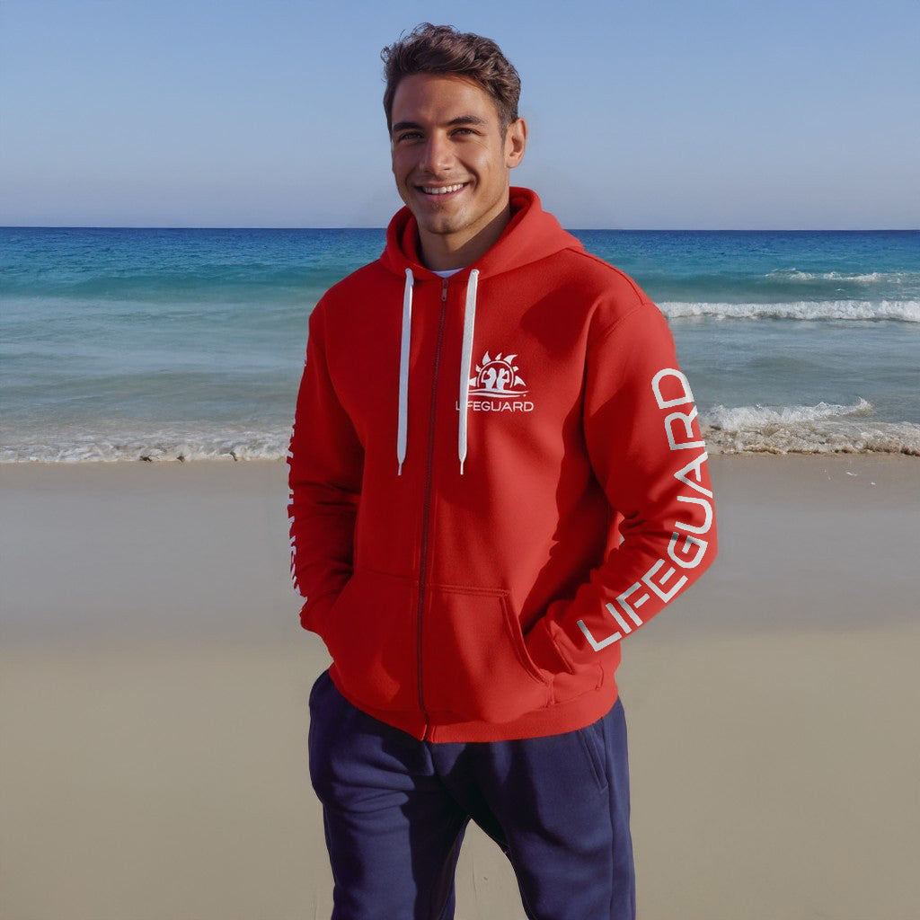 Felpa hoodie con cappuccio e zip per lavoro sport e tempo libero per bagnino di salvataggio e assistente bagnanti lifeguard