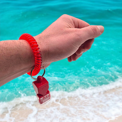 Bracciale molla polsino porta fischietto elastico spirale da polso per bagnino di salvataggio e assistente bagnanti mare e piscina Lifeguard