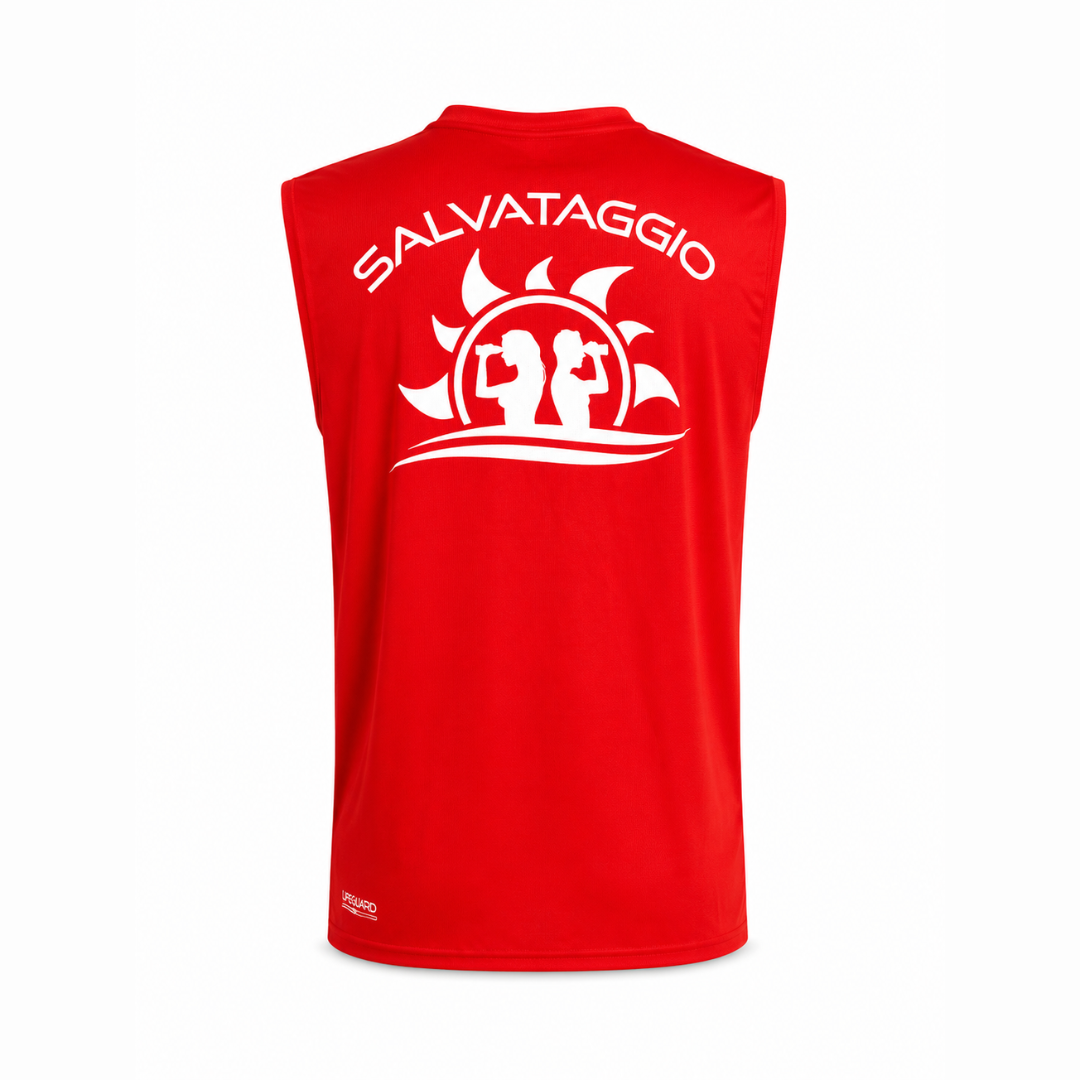 Canotta Smanicata Lifeguard Italia Rossa da Salvataggio – Made in Italy