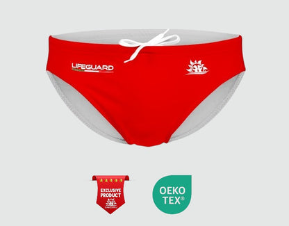 Costume slip uomo rosso bagnino di salvataggio assistente bagnanti mare e piscina per nuoto lavoro e sport Lifeguard