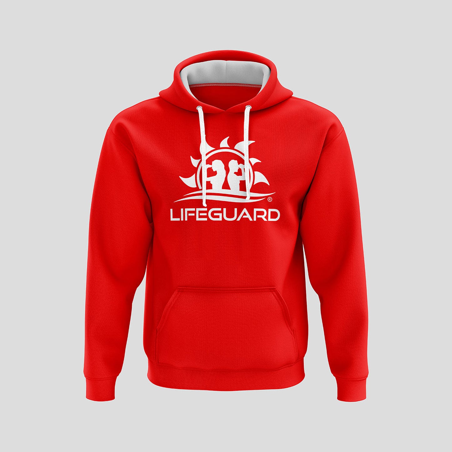 Felpa maglia hoodie senza zip con cappuccio bagnino di salvataggio assistente bagnanti rosso Lifeguard