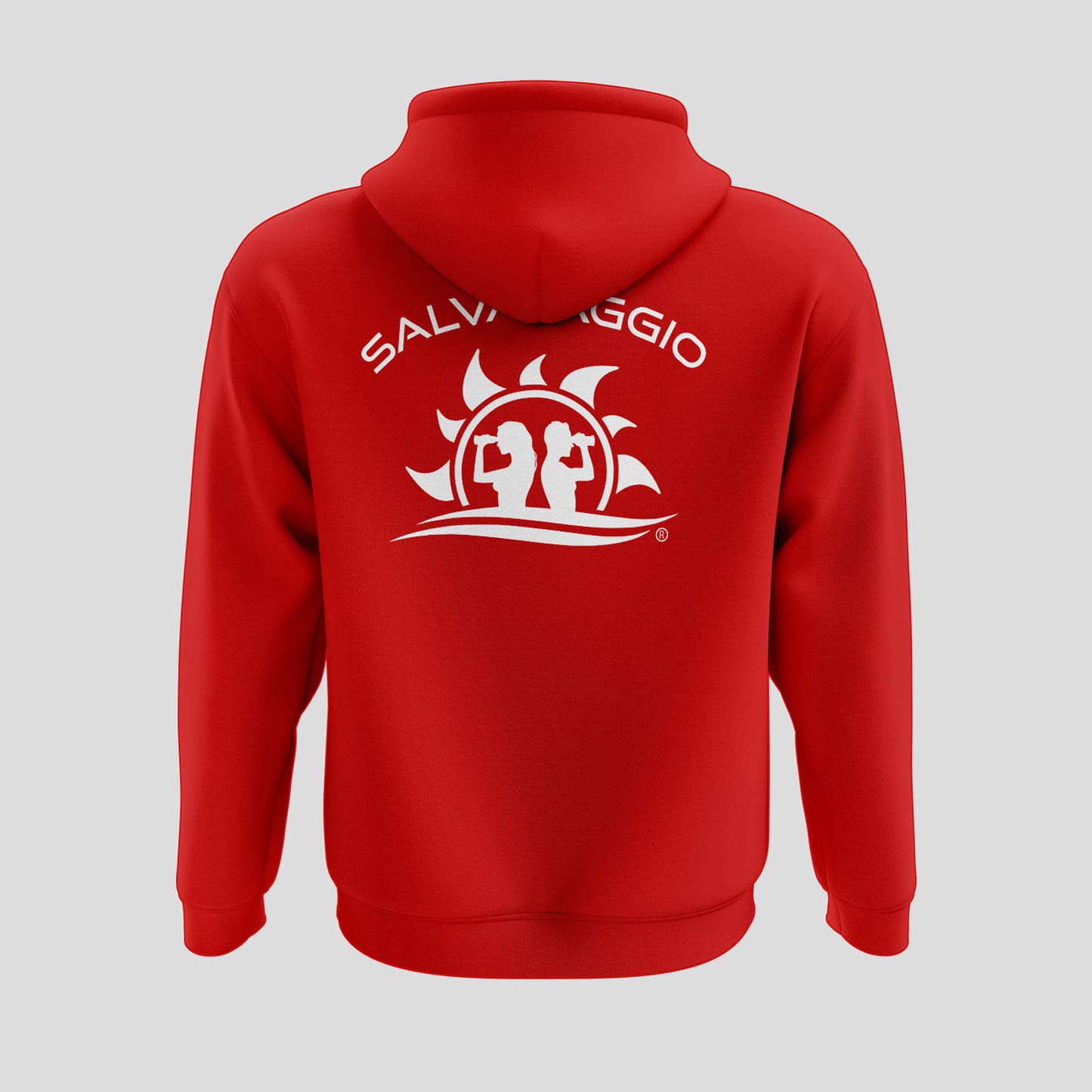 Felpa maglia hoodie senza zip con cappuccio bagnino di salvataggio assistente bagnanti rosso Lifeguard