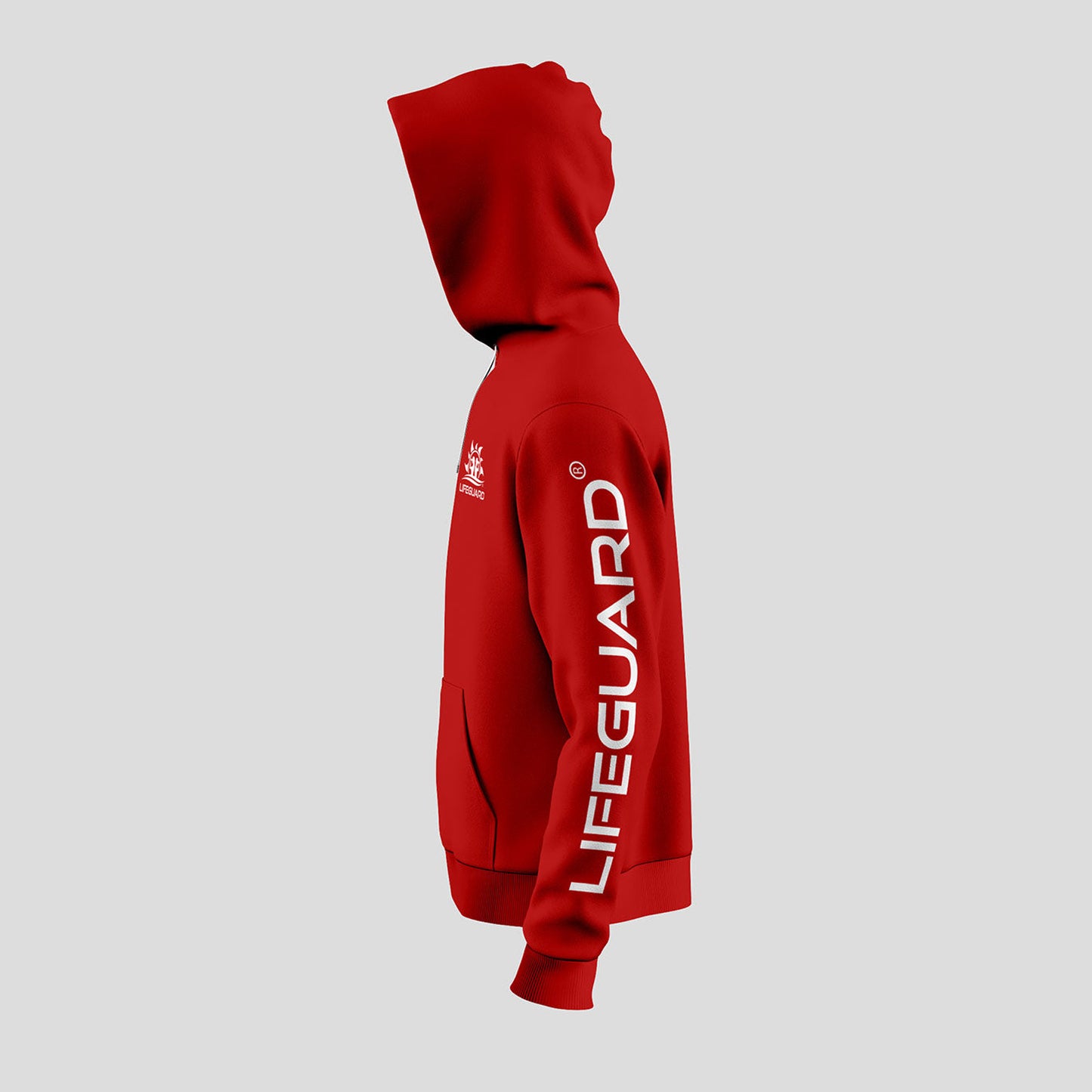 Felpa maglia hoodie senza zip con cappuccio bagnino di salvataggio assistente bagnanti rosso Lifeguard