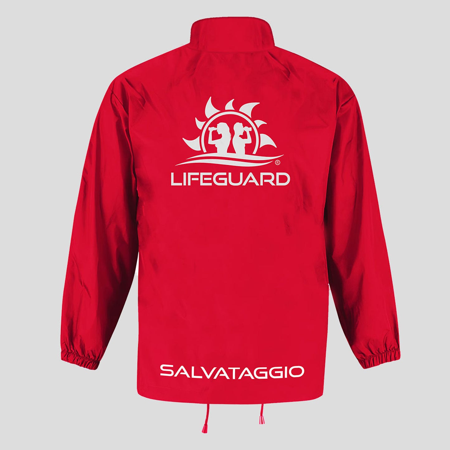 Giacca giubbino kway impermeabile anti acqua waterproof bagnino di salvataggio assistente bagnanti per lavoro sport e tempo libero mare e piscina rosso Lifeguard