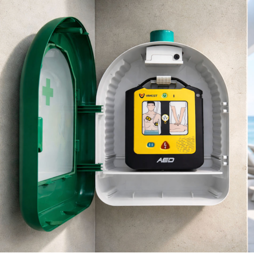 Kit Cardiosicurezza Completo – DAE PowerBeat X1 + Teca Allarmata