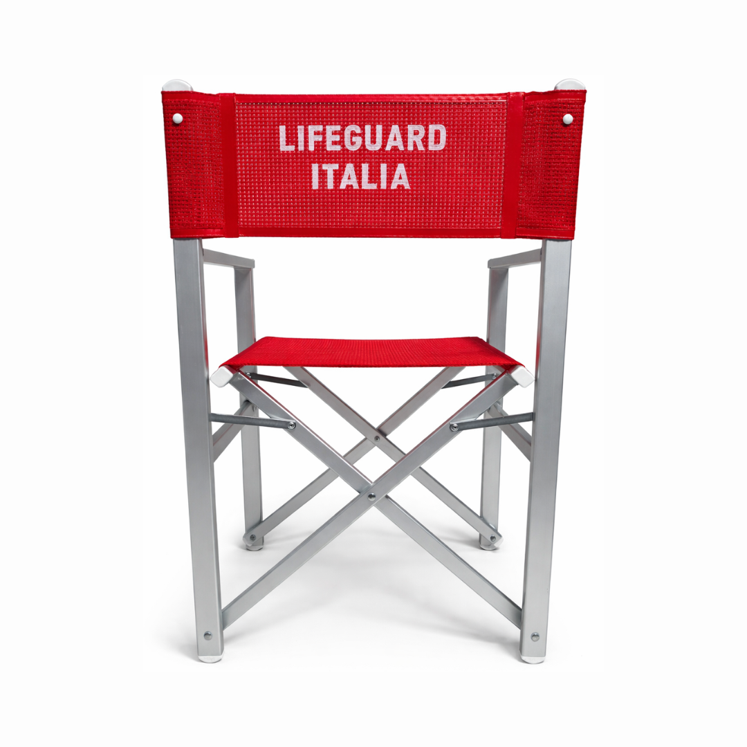 Sedia Regista Bagnino Rossa in Alluminio – Lifeguard Italia