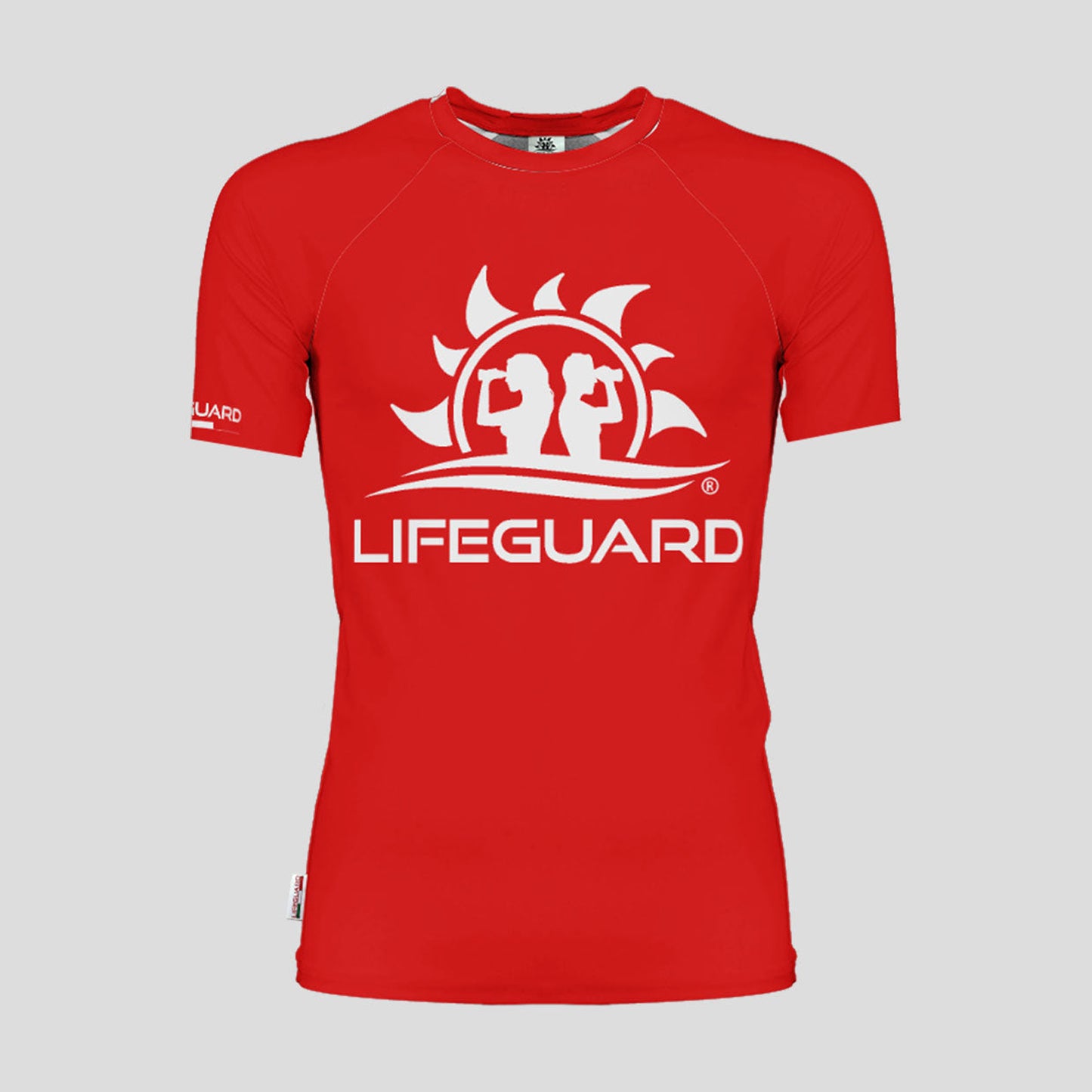 T-Shirt maglietta manica corta modello Surf aderente per bagnino di salvataggio e assistente bagnanti per lavoro sport e tempo libero in mare e piscina Lifeguard