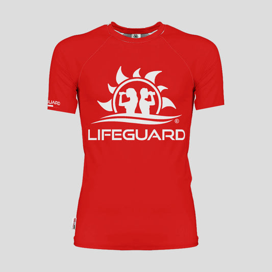 T-Shirt maglietta manica corta modello Surf aderente per bagnino di salvataggio e assistente bagnanti per lavoro sport e tempo libero in mare e piscina Lifeguard