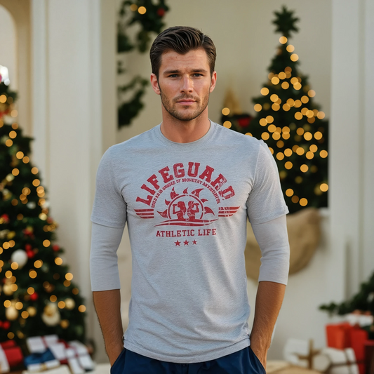 T-shirt Uomo Lifeguard Grigio Melange – Cotone Elastico per Sport e Lavoro