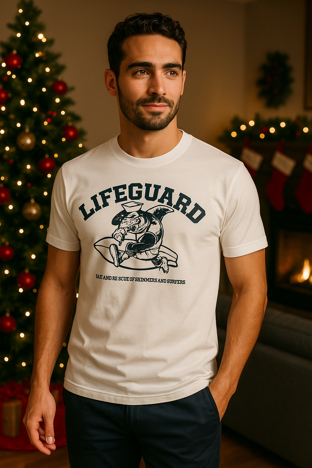 T-shirt Uomo Lifeguard Panna – Cotone Elasticizzato, Stile Casual Sportivo