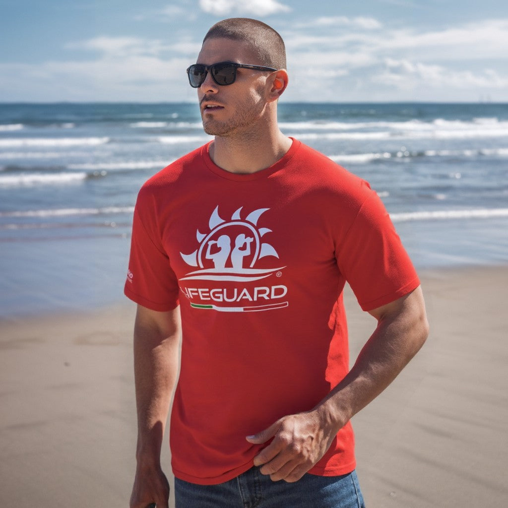 Felpa Con Zip E Cappuccio Bagnino/Lifeguard - Unisex, Rosso, Cotone E Poliestere, Interno Felpato, Ideale Per Sport E Tempo Libero