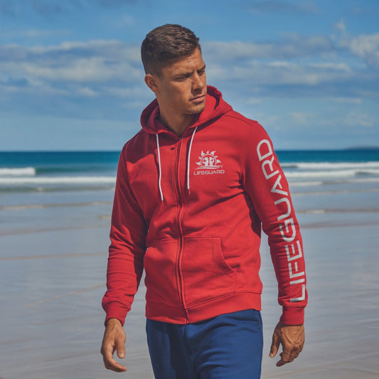 Felpa hoodie con cappuccio e zip per lavoro sport e tempo libero per bagnino di salvataggio e assistente bagnanti lifeguard