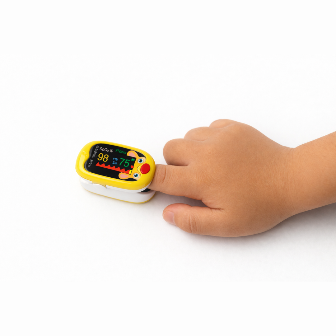 Pulsossimetro pediatrico da dito per bambini con display digitale e ricarica USB